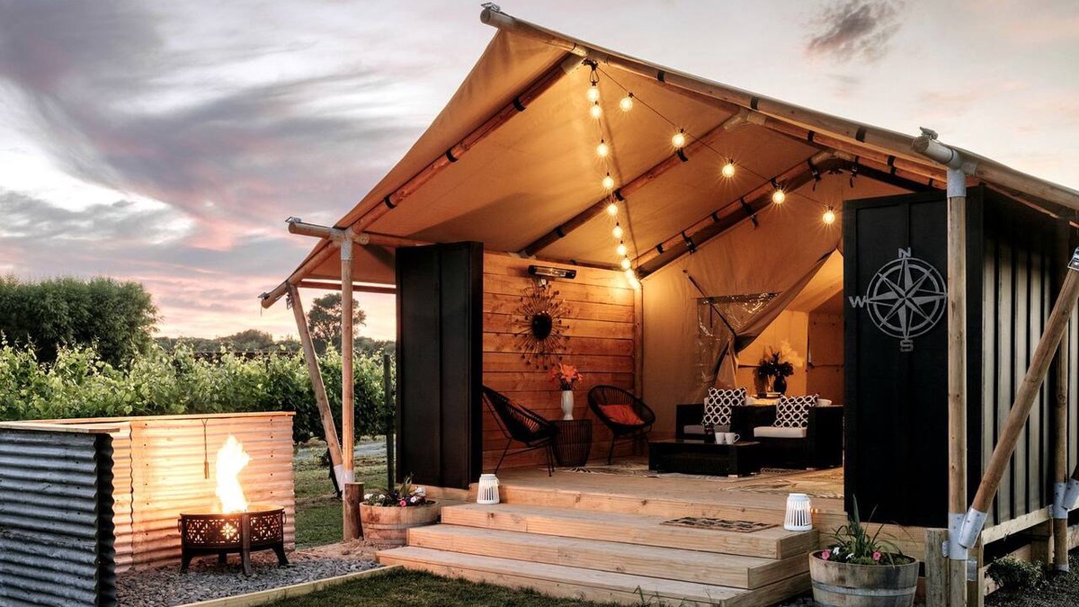 Clive RV Rental | Beautiful Safari Tent on a Gorgeous Vineyard near Hastings, North Island