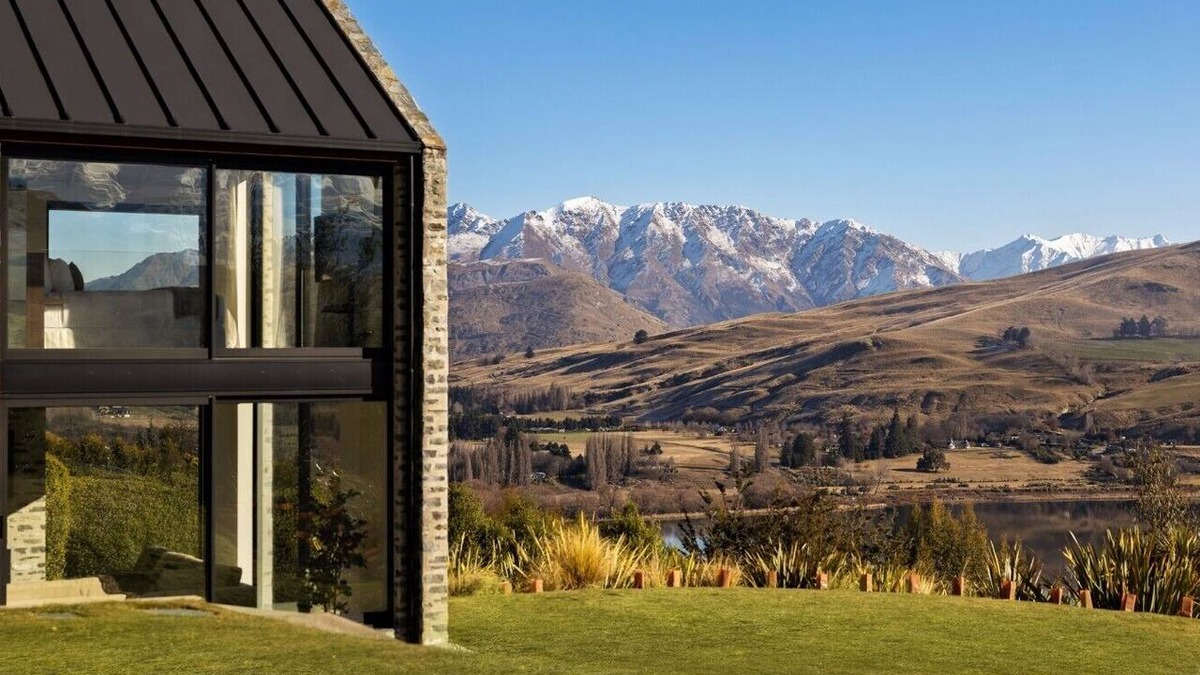 Lake Hayes Villa | Noa By The Lake | Lake view, spa pool, outdoor fireplace