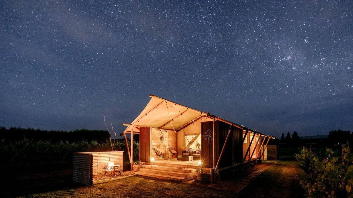Clive RV Rental | Peaceful Safari Tent on Boutique Vineyard near Hastings, North Island