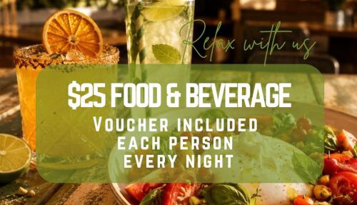 Relax - Food & beverage package included at our onsite restaurant - OBE